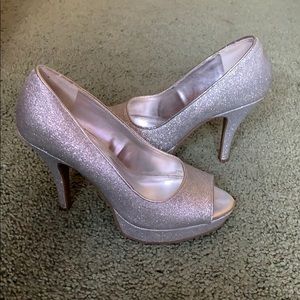 Sparkly open-toed heels